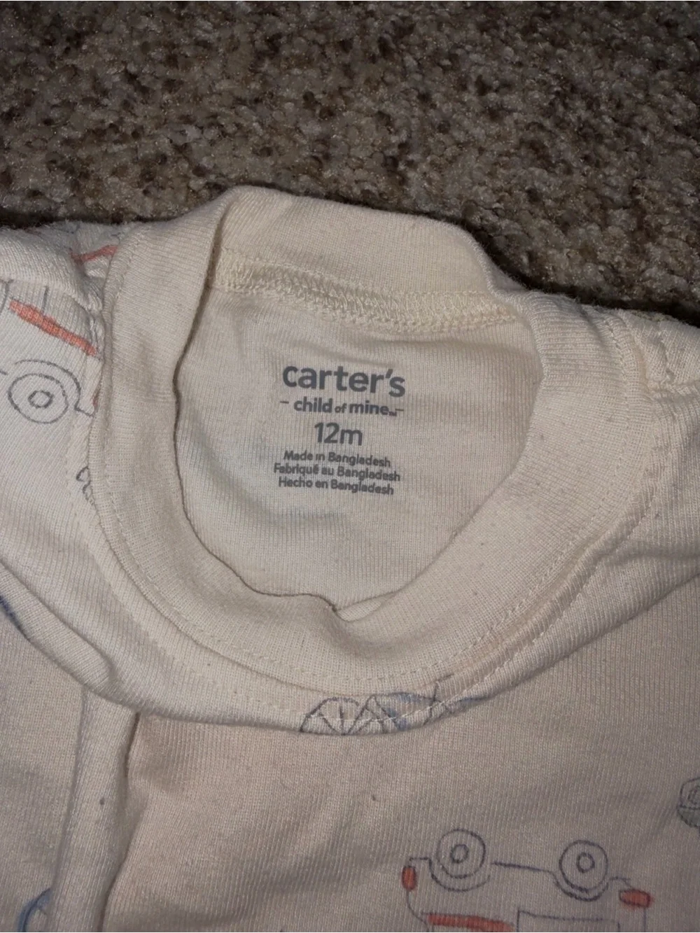 Carter's Cream One-Piece Bodysuit with Blue, Red, Green Prints